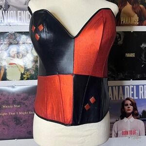 Vintage Harley Quinn + The Joker reversible corset top Size